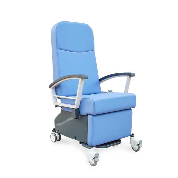 fotel rehabilitacyjny posiadający podłokietniki w różnych kolorach